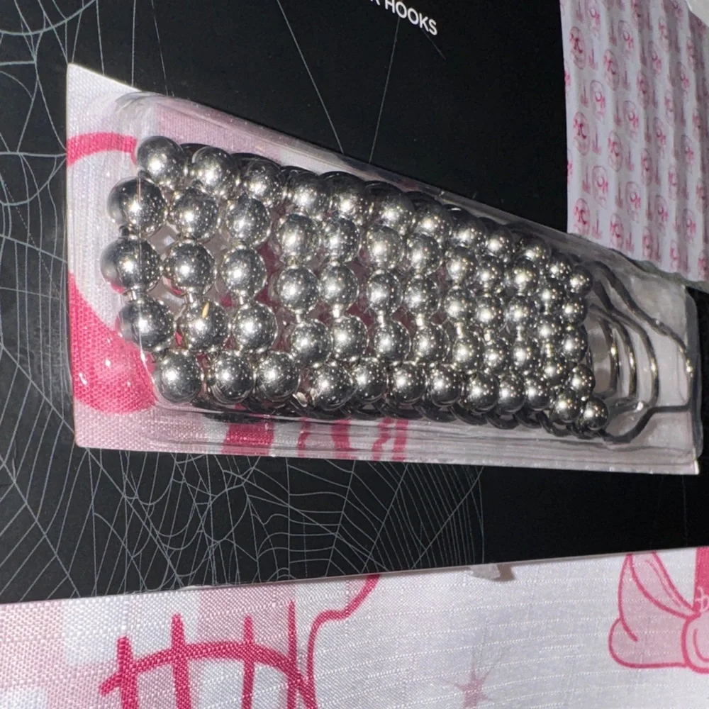 Ghostly Goods- NWT Pink and White Skulls Shower Curtain